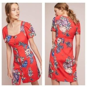 Anthropologie Maeve Red Floral Dress